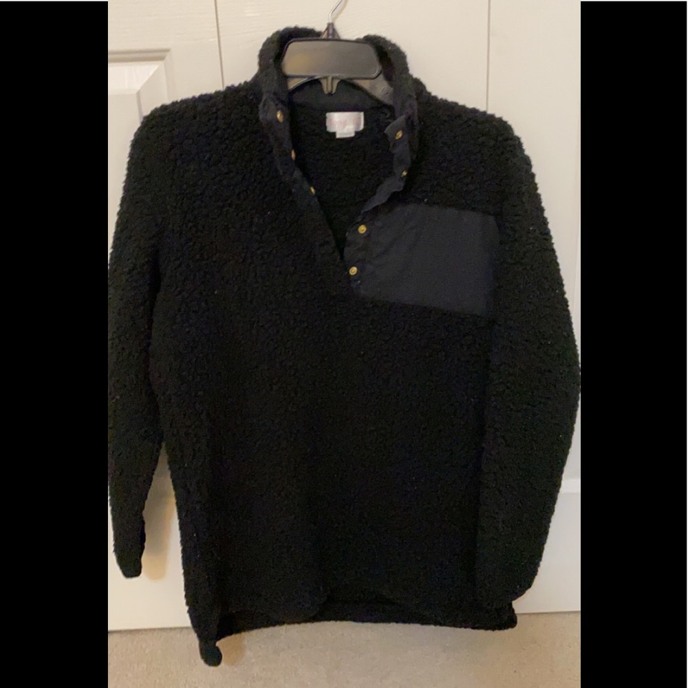 black sherpa pullover